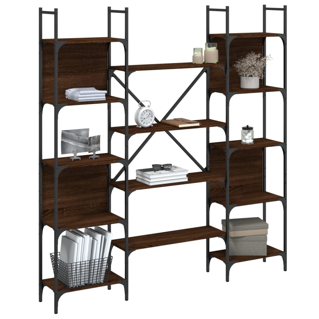 vidaXL Bücherregal Braun Eichen-Optik 155,5x24x166,5 cm Holzwerkstoff