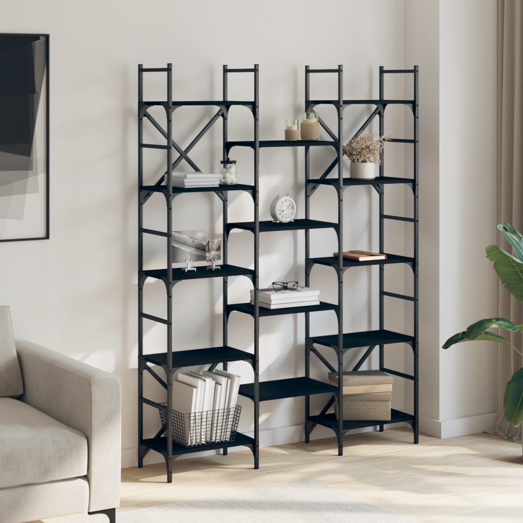 vidaXL Bücherregal Schwarz 127,5x28,5x172,5 cm Holzwerkstoff