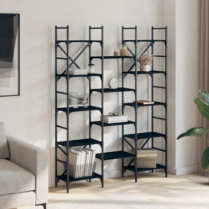 vidaXL Bücherregal Schwarz 127,5x28,5x172,5 cm Holzwerkstoff