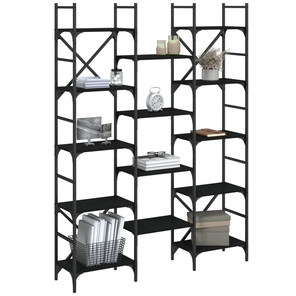 vidaXL Bücherregal Schwarz 127,5x28,5x172,5 cm Holzwerkstoff