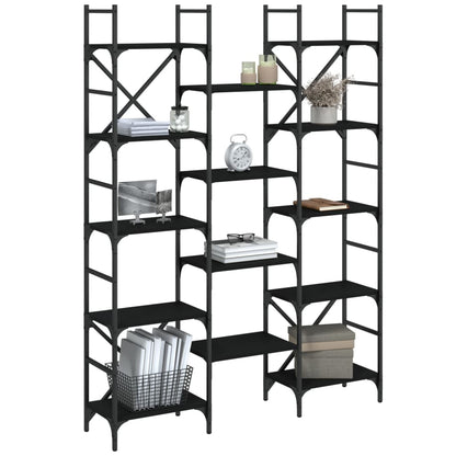 vidaXL Bücherregal Schwarz 127,5x28,5x172,5 cm Holzwerkstoff