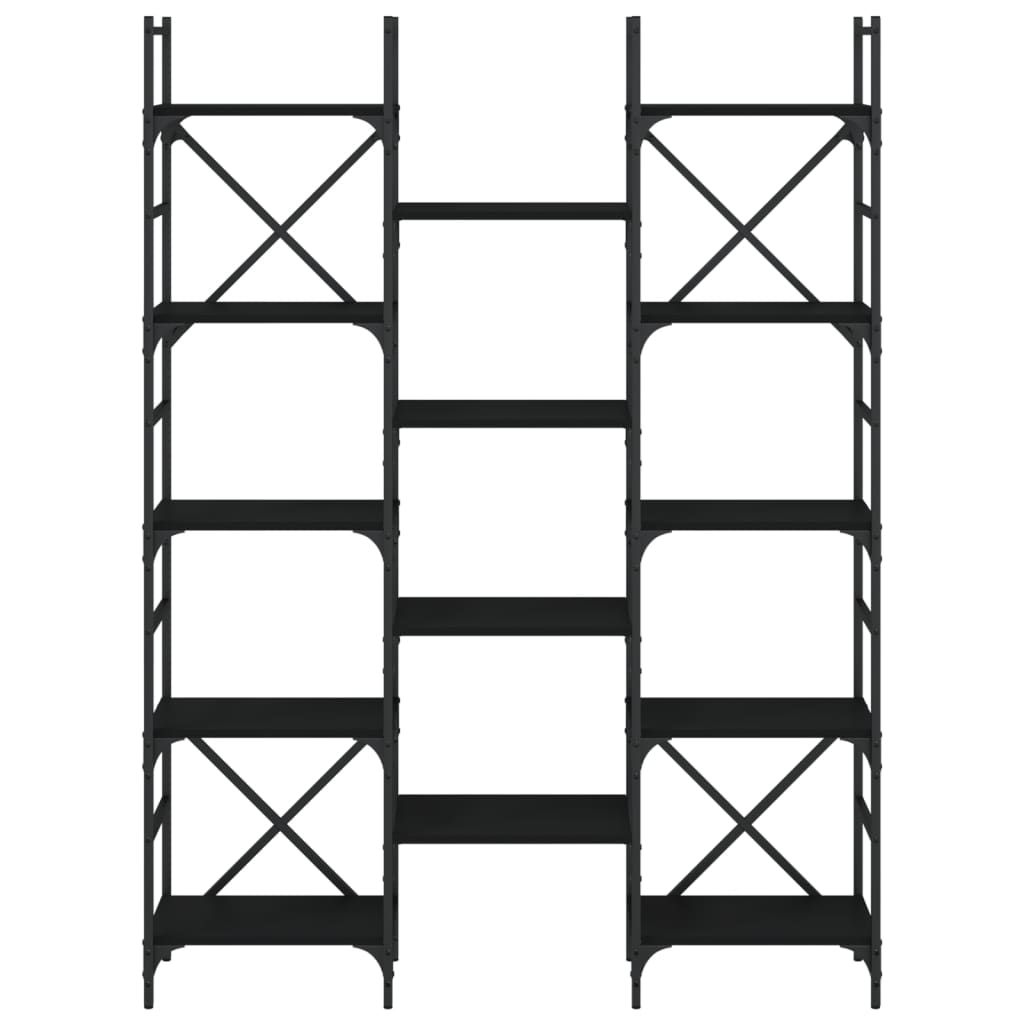 vidaXL Bücherregal Schwarz 127,5x28,5x172,5 cm Holzwerkstoff