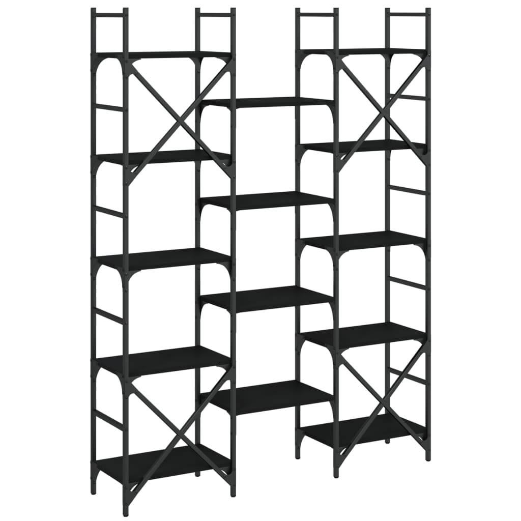 vidaXL Bücherregal Schwarz 127,5x28,5x172,5 cm Holzwerkstoff