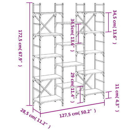 vidaXL Bücherregal Schwarz 127,5x28,5x172,5 cm Holzwerkstoff