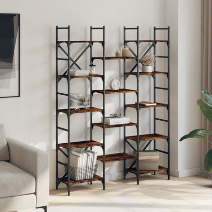 vidaXL Bücherregal Räuchereiche 127,5x28,5x172,5 cm Holzwerkstoff