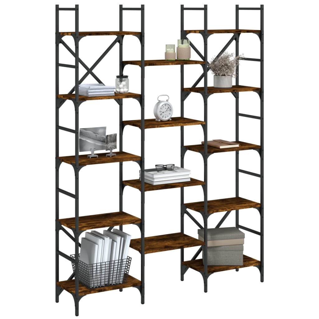 vidaXL Bücherregal Räuchereiche 127,5x28,5x172,5 cm Holzwerkstoff