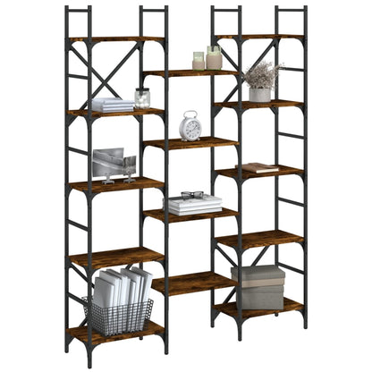 vidaXL Bücherregal Räuchereiche 127,5x28,5x172,5 cm Holzwerkstoff