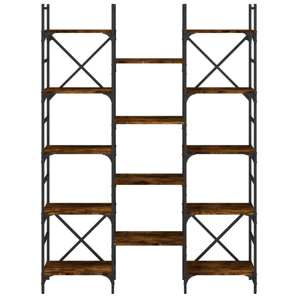 vidaXL Bücherregal Räuchereiche 127,5x28,5x172,5 cm Holzwerkstoff