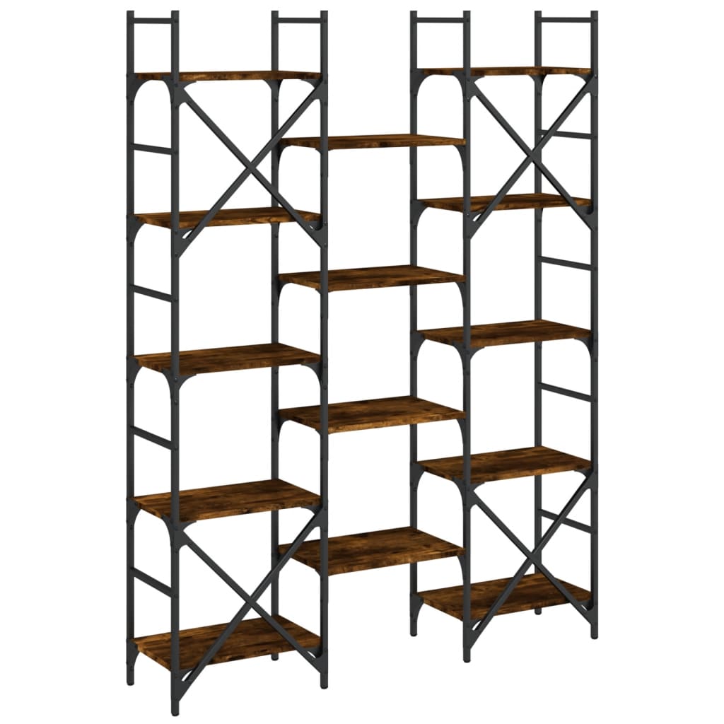 vidaXL Bücherregal Räuchereiche 127,5x28,5x172,5 cm Holzwerkstoff