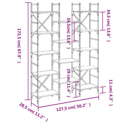 vidaXL Bücherregal Räuchereiche 127,5x28,5x172,5 cm Holzwerkstoff