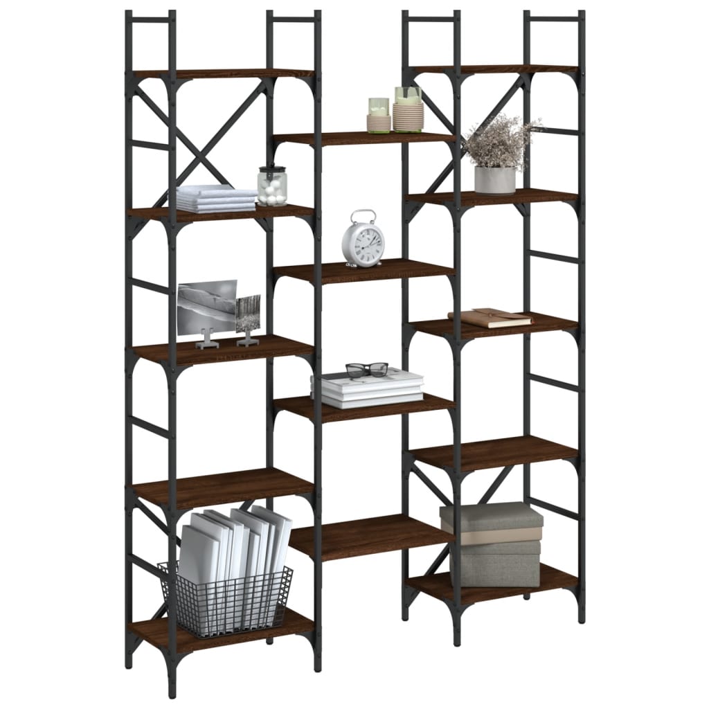 vidaXL Bücherregal Braun Eichen-Optik 127,5x28,5x172,5cm Holzwerkstoff