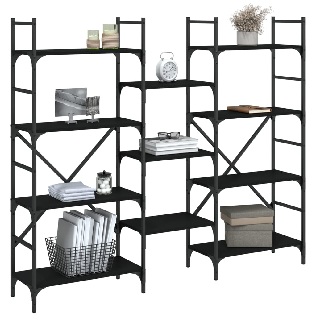 vidaXL Bücherregal Schwarz 160x28,5x136,5 cm Holzwerkstoff
