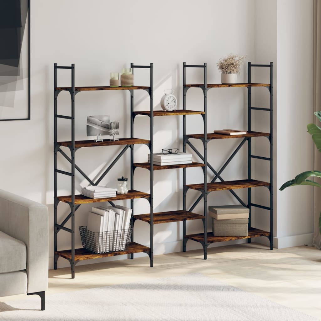vidaXL Bücherregal Räuchereiche 160x28,5x136,5 cm Holzwerkstoff