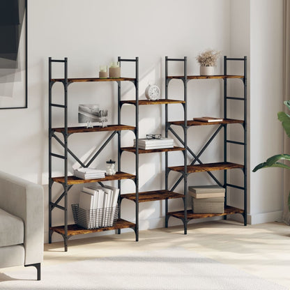 vidaXL Bücherregal Räuchereiche 160x28,5x136,5 cm Holzwerkstoff