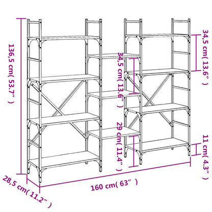 vidaXL Bücherregal Räuchereiche 160x28,5x136,5 cm Holzwerkstoff
