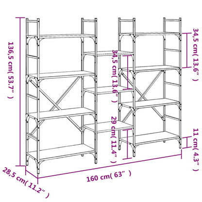 vidaXL Bücherregal Braun Eichen-Optik 160x28,5x136,5 cm Holzwerkstoff