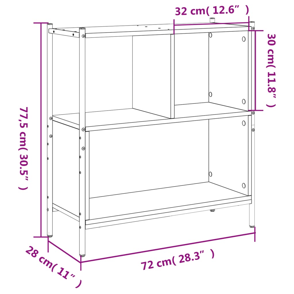 vidaXL Bücherregal Grau Sonoma 72x28x77,5 cm Holzwerkstoff