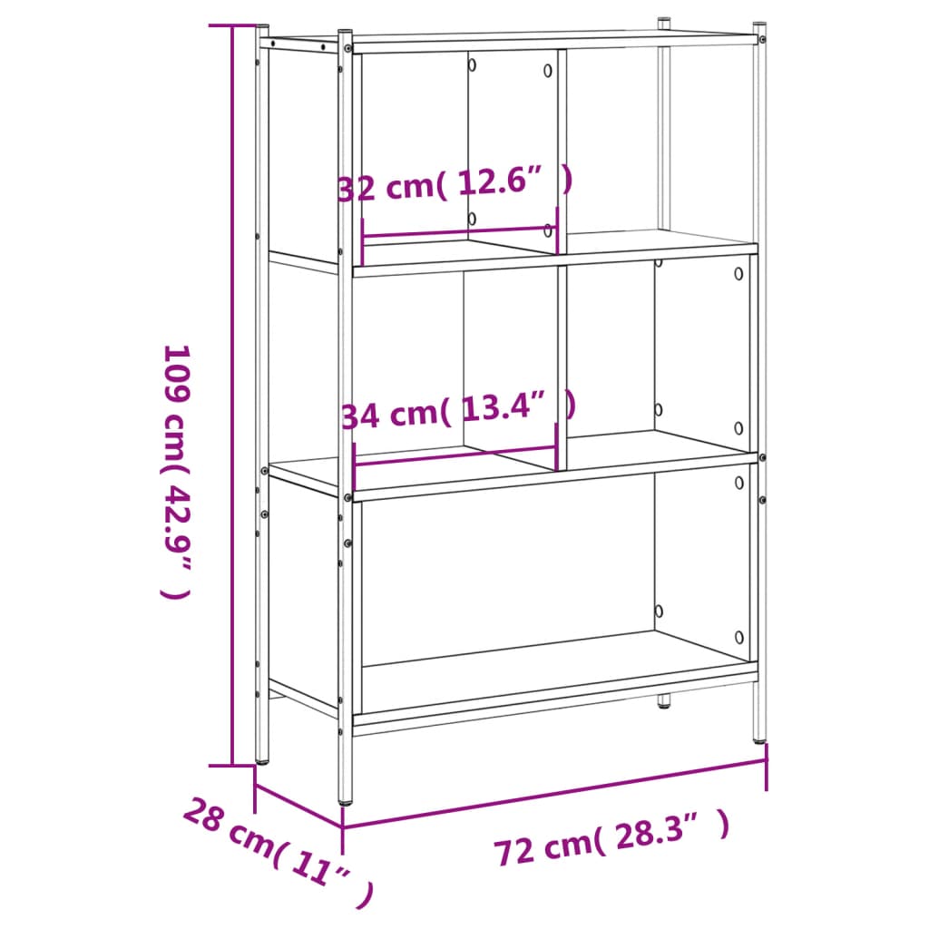 vidaXL Bücherregal Braun Eichen-Optik 72x28x109 cm Holzwerkstoff