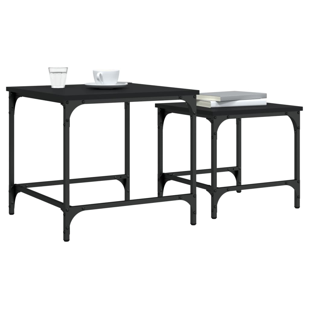 vidaXL Satztische 2 Stk. Schwarz Holzwerkstoff