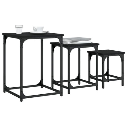 vidaXL Tables gigognes 3 pcs Noir Bois d'ingénierie