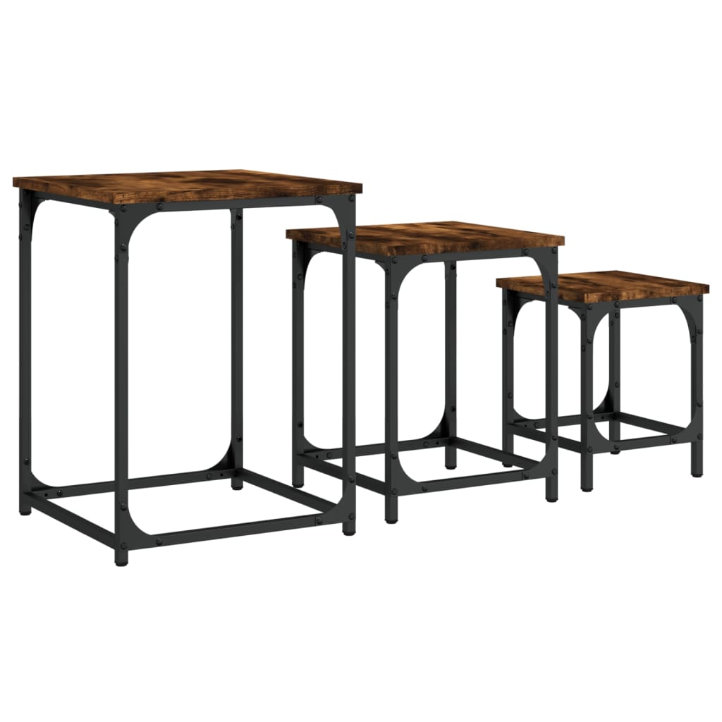 vidaXL Tables gigognes 3 pcs Chêne fumé Bois d'ingénierie