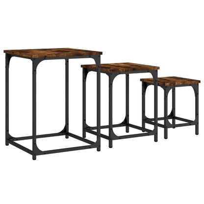 vidaXL Tables gigognes 3 pcs Chêne fumé Bois d'ingénierie