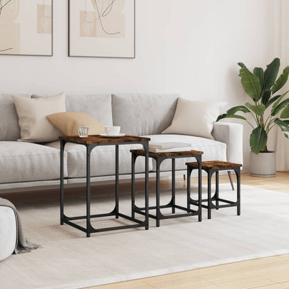 vidaXL Tables gigognes 3 pcs Chêne fumé Bois d'ingénierie