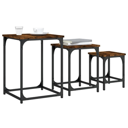 vidaXL Tables gigognes 3 pcs Chêne fumé Bois d'ingénierie