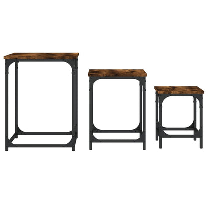 vidaXL Tables gigognes 3 pcs Chêne fumé Bois d'ingénierie
