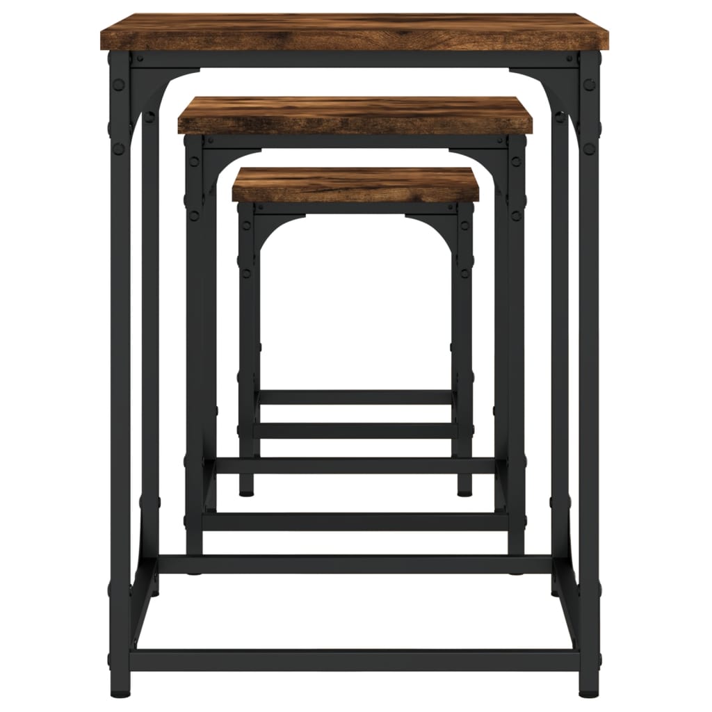 vidaXL Tables gigognes 3 pcs Chêne fumé Bois d'ingénierie