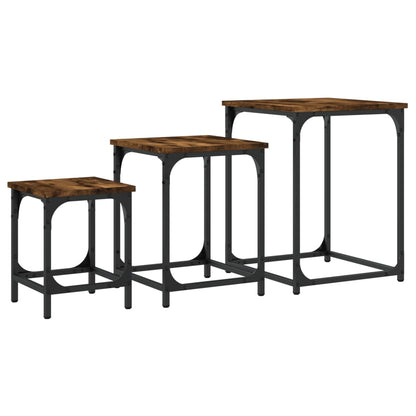vidaXL Tables gigognes 3 pcs Chêne fumé Bois d'ingénierie