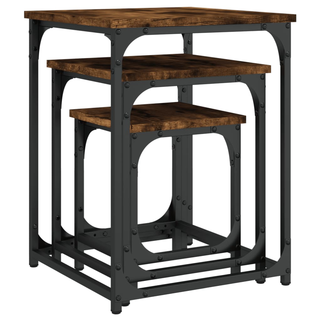 vidaXL Tables gigognes 3 pcs Chêne fumé Bois d'ingénierie