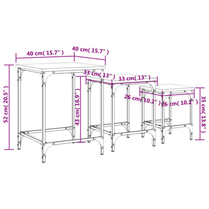 vidaXL Satztische 3 Stk. Räuchereiche Holzwerkstoff