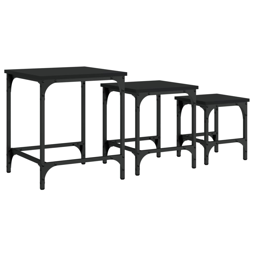 vidaXL Tables gigognes 3 pcs Noir Bois d'ingénierie