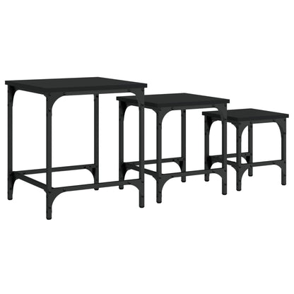 vidaXL Tables gigognes 3 pcs Noir Bois d'ingénierie