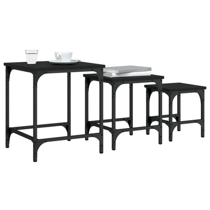 vidaXL Tables gigognes 3 pcs Noir Bois d'ingénierie