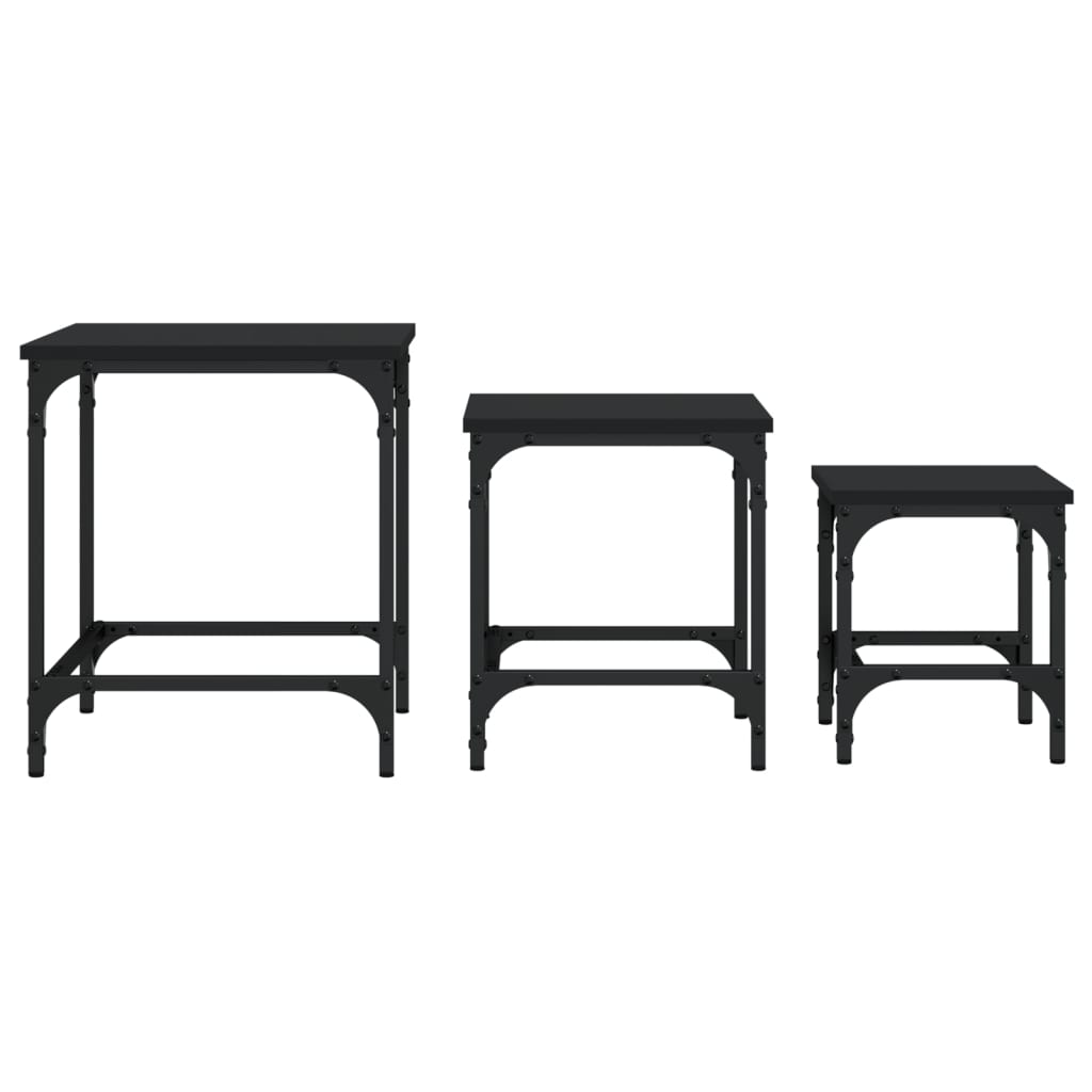 vidaXL Tables gigognes 3 pcs Noir Bois d'ingénierie