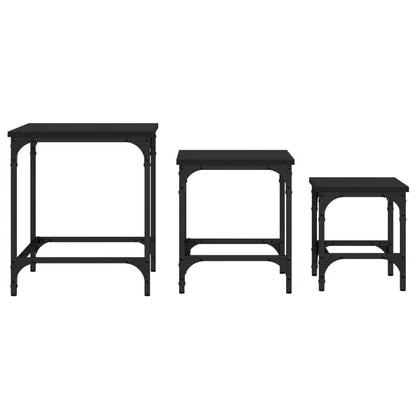 vidaXL Tables gigognes 3 pcs Noir Bois d'ingénierie