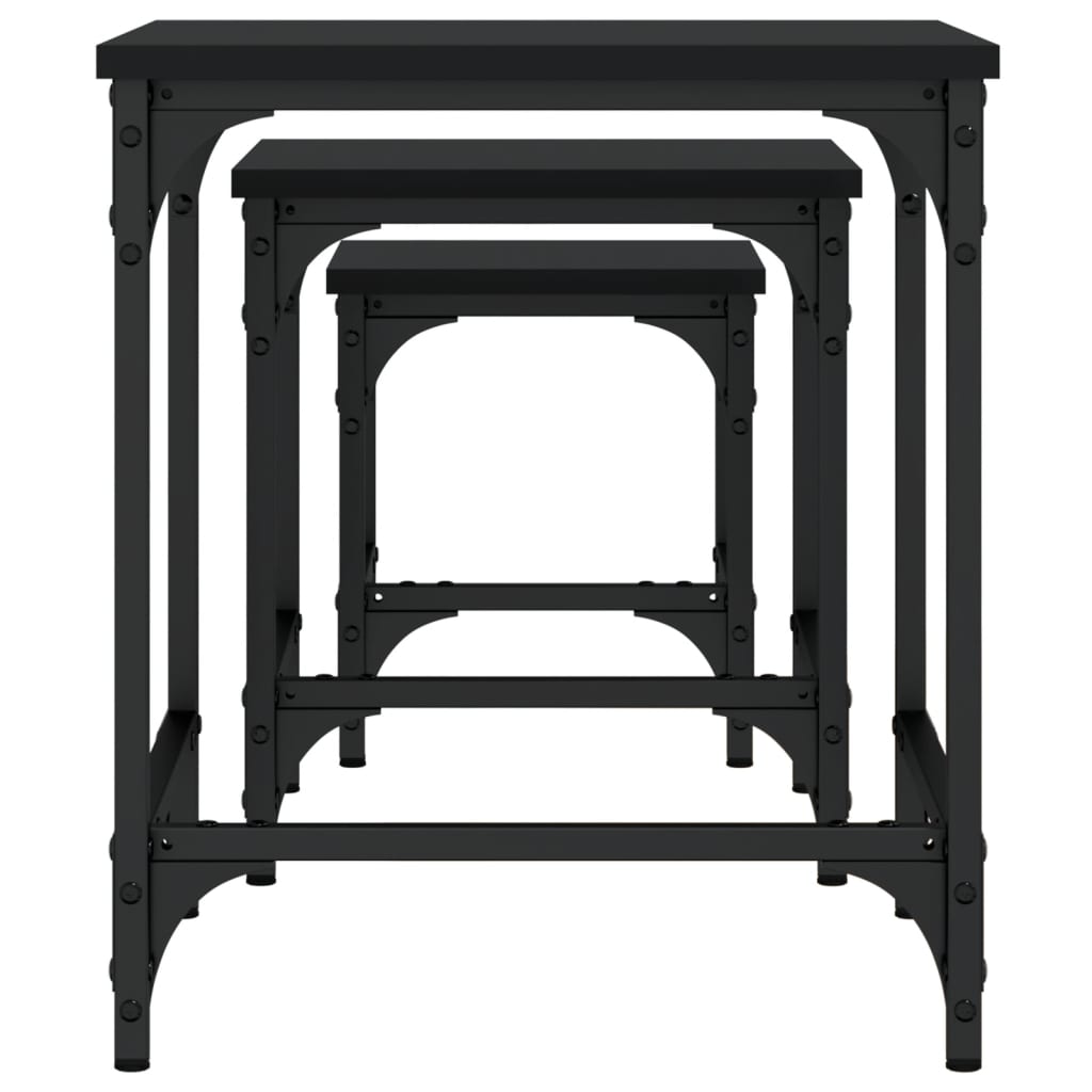 vidaXL Tables gigognes 3 pcs Noir Bois d'ingénierie