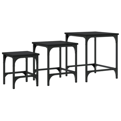 vidaXL Tables gigognes 3 pcs Noir Bois d'ingénierie