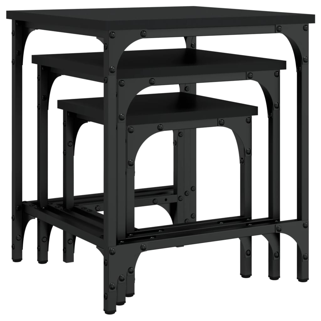 vidaXL Tables gigognes 3 pcs Noir Bois d'ingénierie