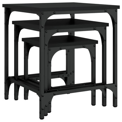 vidaXL Tables gigognes 3 pcs Noir Bois d'ingénierie