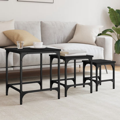 vidaXL Tables gigognes 3 pcs Noir Bois d'ingénierie