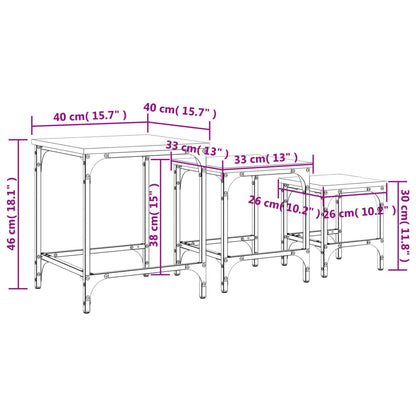 vidaXL Satztische 3 Stk. Räuchereiche Holzwerkstoff