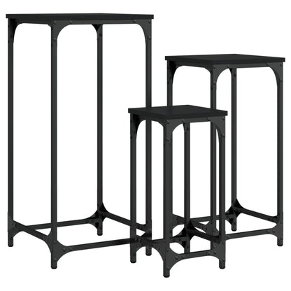 vidaXL Satztische 3 Stk. Schwarz Holzwerkstoff