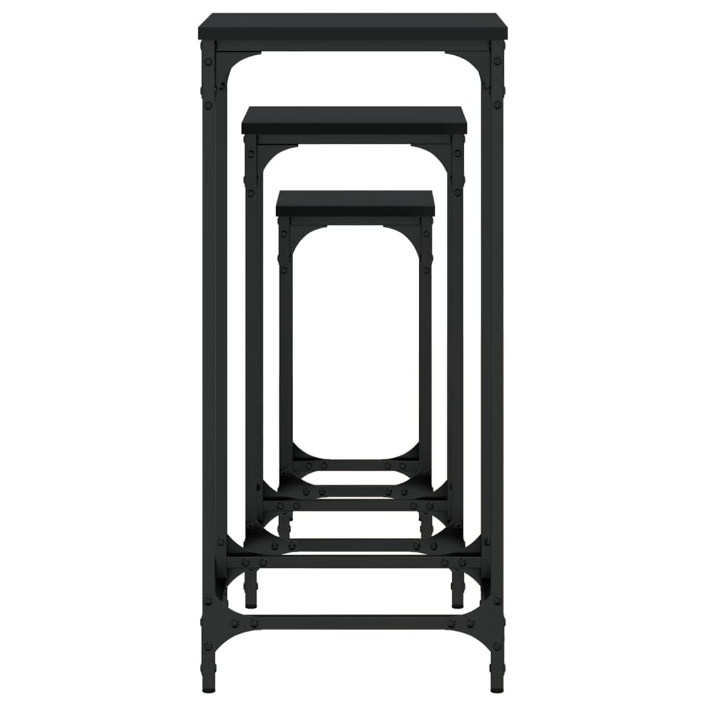 vidaXL Satztische 3 Stk. Schwarz Holzwerkstoff