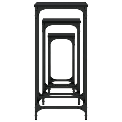 vidaXL Satztische 3 Stk. Schwarz Holzwerkstoff