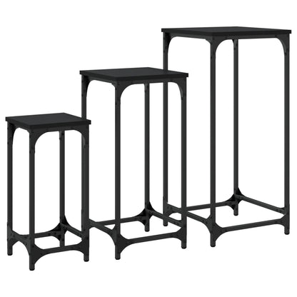 vidaXL Satztische 3 Stk. Schwarz Holzwerkstoff