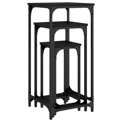 vidaXL Satztische 3 Stk. Schwarz Holzwerkstoff
