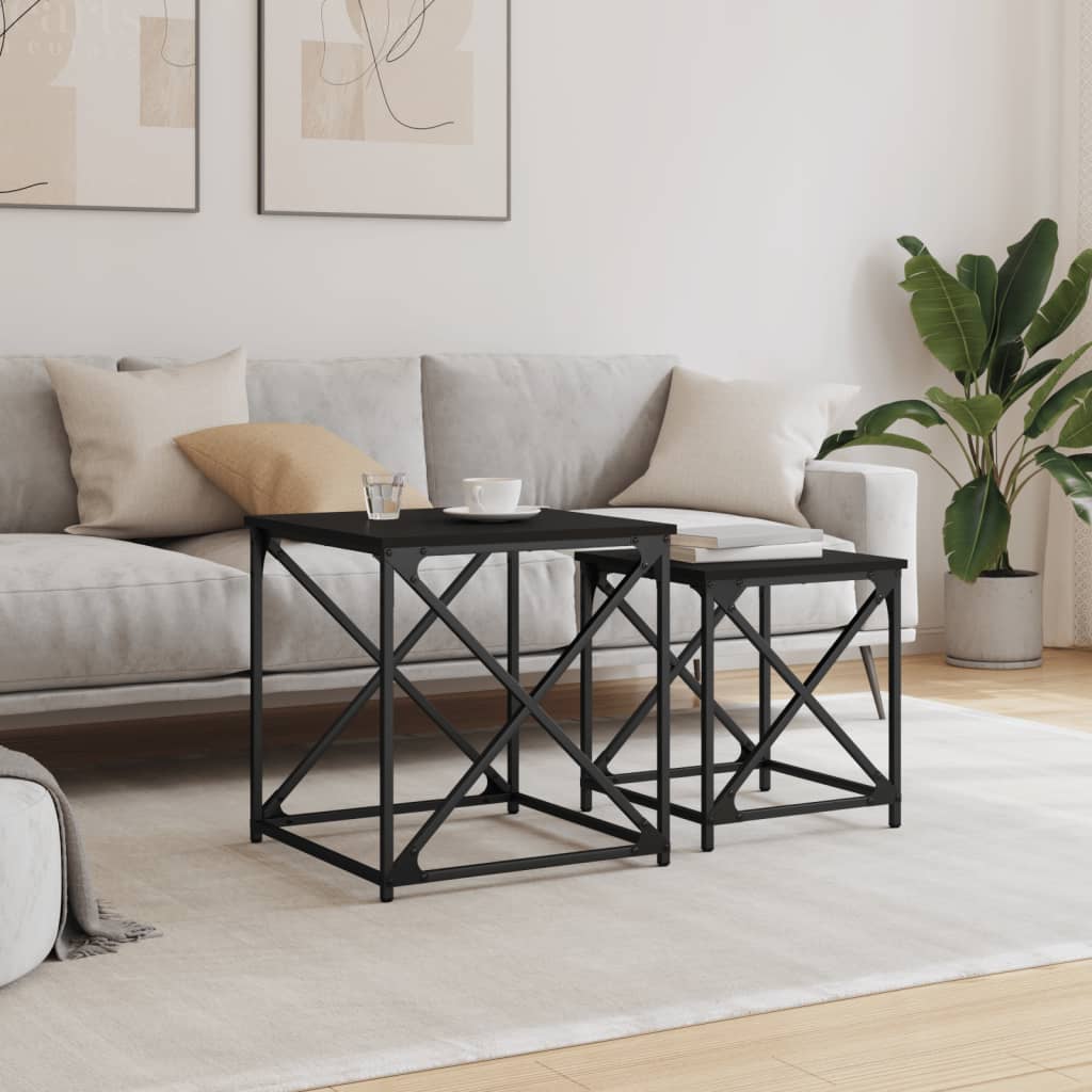 vidaXL Satztische 2 Stk. Schwarz Holzwerkstoff